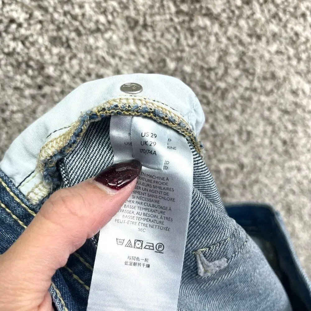 We The Free Jeans Women’s 29 Maggie Mid-Rise Straight-Leg‎ Button Fly Distressed